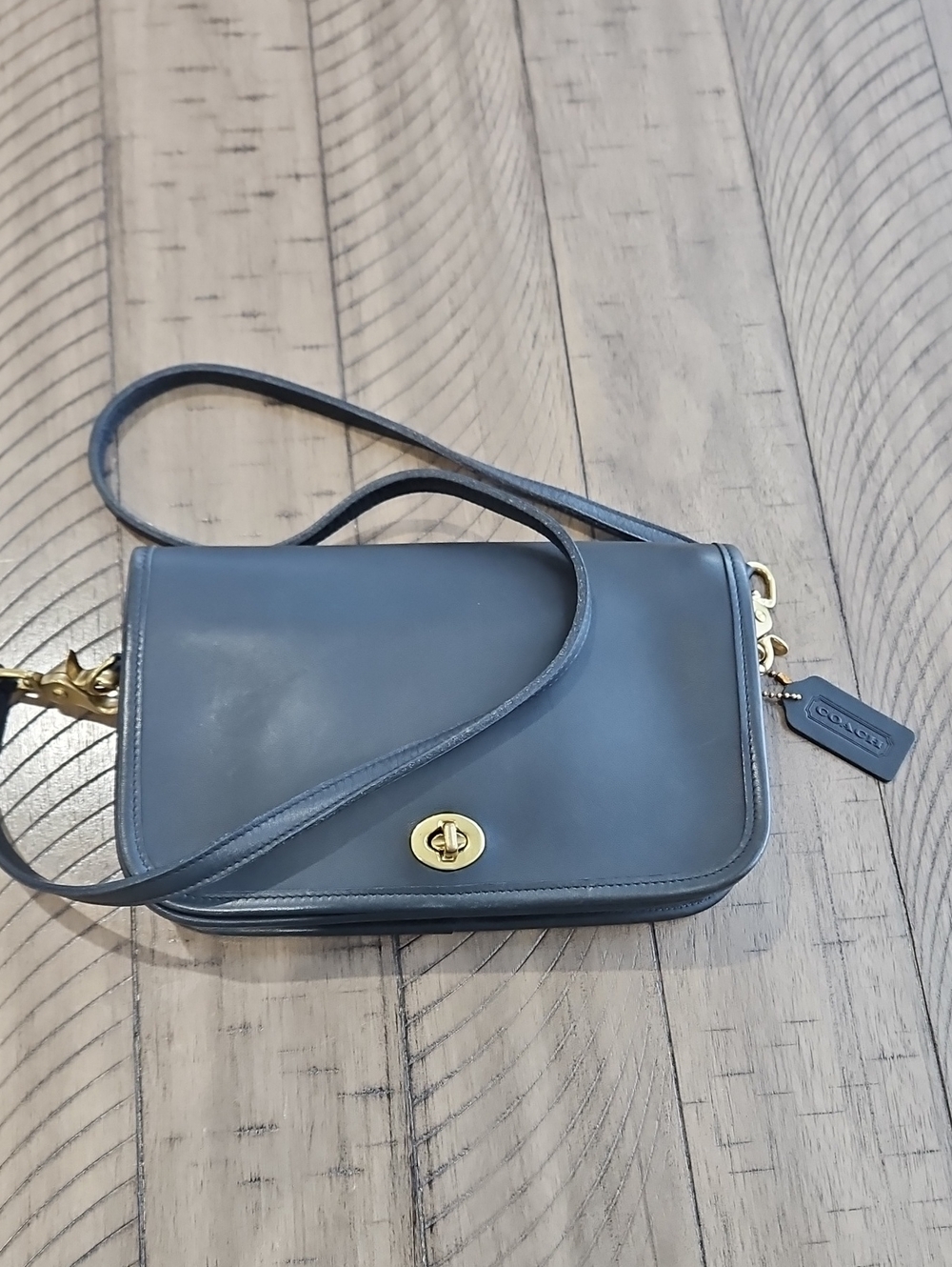 Vintage Coach Bag Black Flap Leather Brass Turnlock 9755 Old Money Chic Timeless